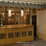 Asian Themed Home Theater with Bamboo Bar