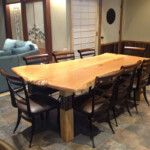 Asian Themed Home Theater with cherry slab table Asian Themed Home Theater with cherry slab table