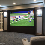 Front view of basement home theater Front view of basement home theater