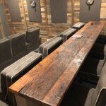 Reclaimed wood theater back bar