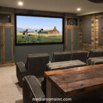 Reclaimed wood theater front view angle