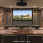 Reclaimed wood theater front view straight